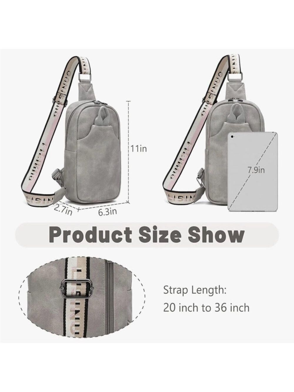 Leather Crossbody Bag in Gray - Picture 5 of 9